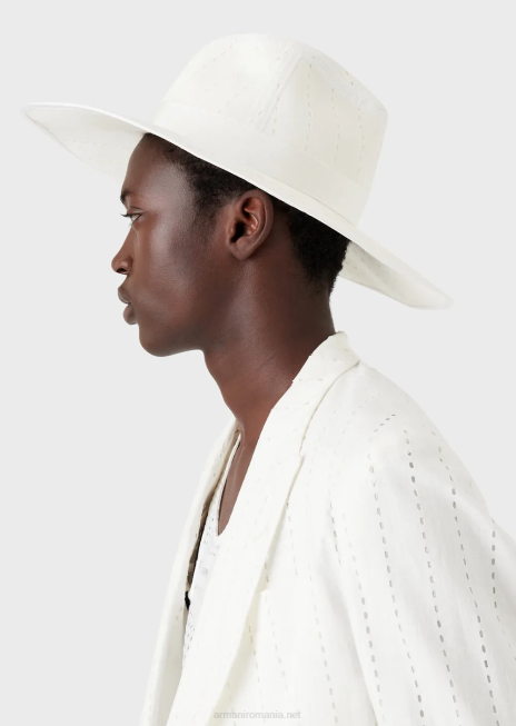 bărbați R802G2057 pălărie fedora acoperită cu in Armani alb