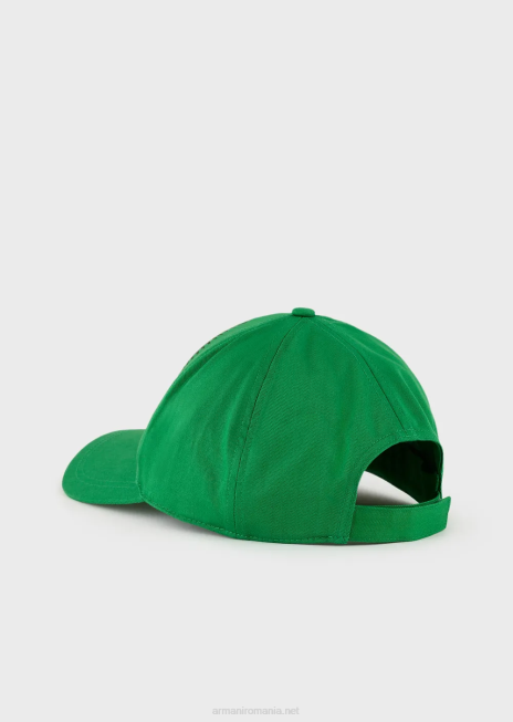 bărbați R802G2058 colecție sustenabilă șapcă de baseball din bumbac organic cu broderie supradimensionată Armani