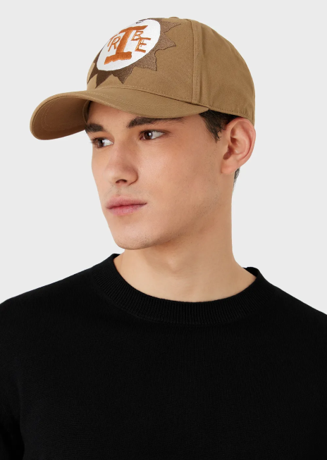 bărbați R802G2060 colecție sustenabilă șapcă de baseball din bumbac organic cu broderie supradimensionată Armani