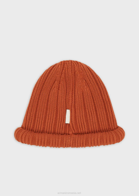 bărbați R802G2062 colecție sustenabilă beanie cu nervuri din bumbac organic, cu margini răsucite Armani