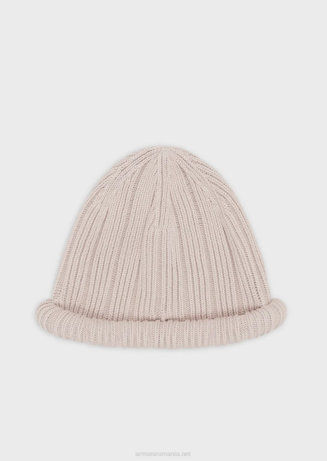 bărbați R802G2063 colecție sustenabilă beanie cu nervuri din bumbac organic, cu margini răsucite Armani
