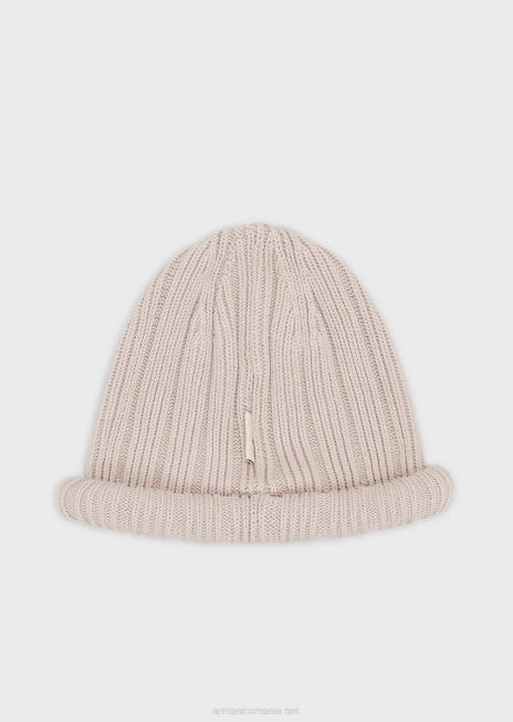 bărbați R802G2063 colecție sustenabilă beanie cu nervuri din bumbac organic, cu margini răsucite Armani