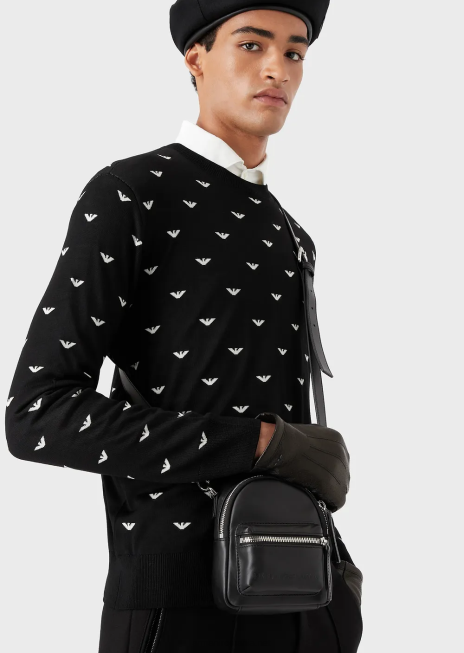 bărbați R802G2065 mănuși din piele cu ecran tactil Armani negru