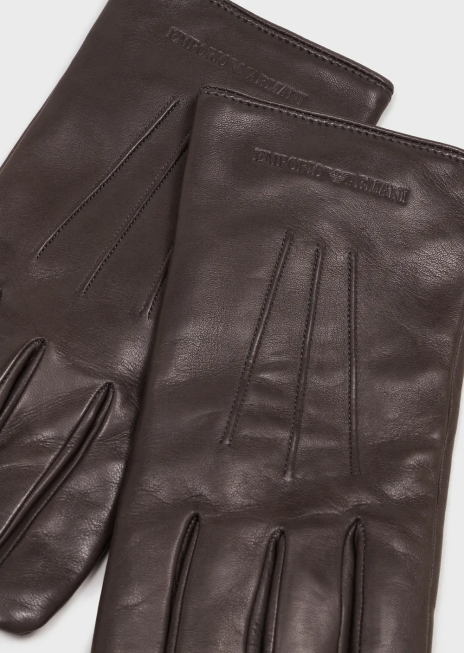 bărbați R802G2066 mănuși din piele de miel nappa cu detaliu baghetă Armani antracit