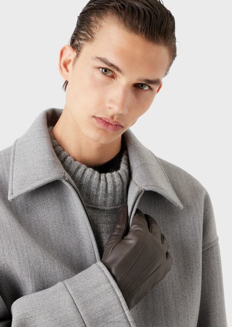 bărbați R802G2066 mănuși din piele de miel nappa cu detaliu baghetă Armani antracit