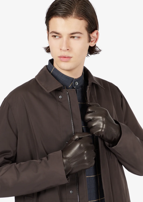 bărbați R802G2067 mănuși din piele de miel nappa cu detaliu baghetă Armani maro