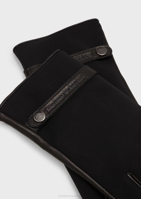 bărbați R802G2069 mănuși din nailon și piele de miel nappa Armani negru