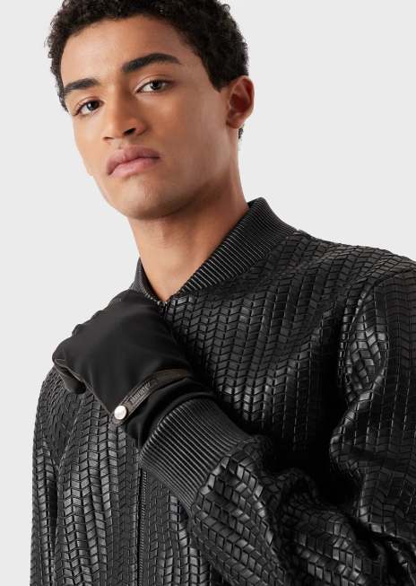 bărbați R802G2069 mănuși din nailon și piele de miel nappa Armani negru