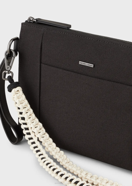 bărbați R802G2175 husă din twill reciclat cu detalii din piele Armani negru