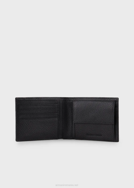 bărbați R802G2176 cutie cadou cu portofel si suport card din piele turnata Armani negru