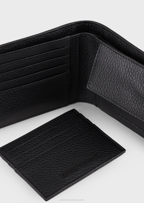 bărbați R802G2176 cutie cadou cu portofel si suport card din piele turnata Armani negru