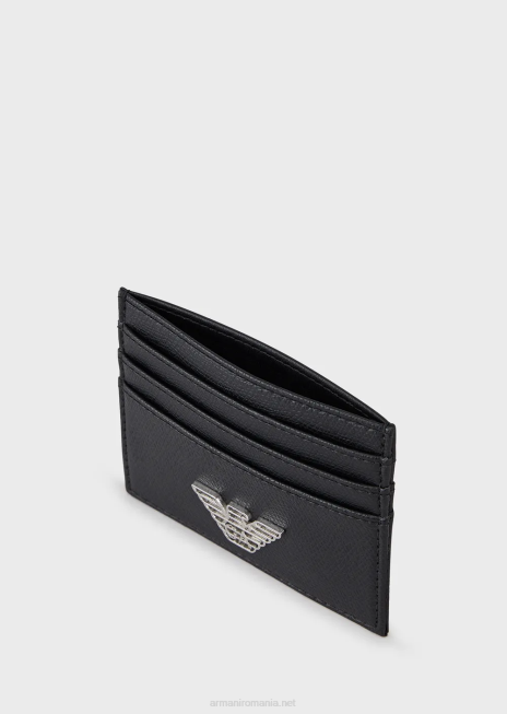 bărbați R802G2183 cutie cadou cu port card și portofel cu placă de vultur Armani negru