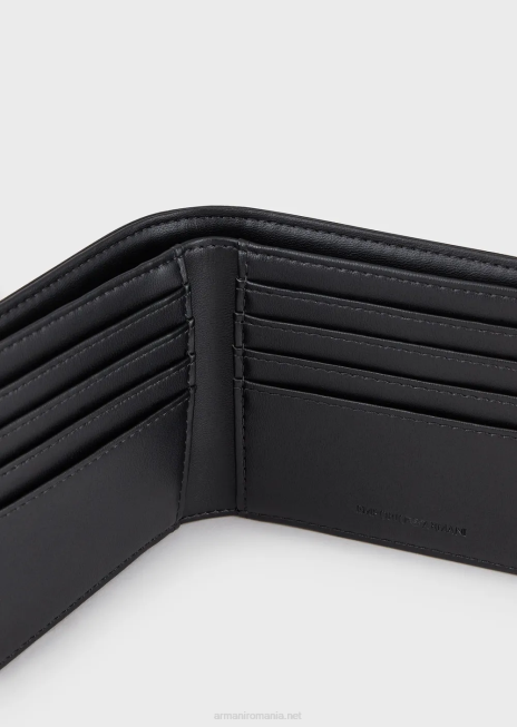 bărbați R802G2183 cutie cadou cu port card și portofel cu placă de vultur Armani negru
