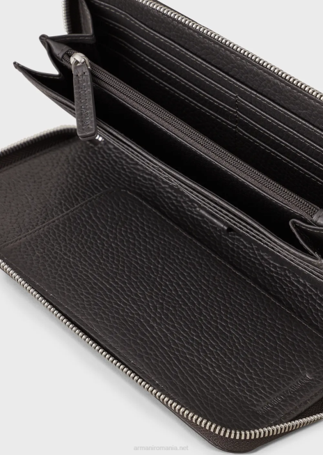 bărbați R802G2185 portofel din piele turnată cu fermoar Armani gri închis