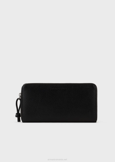 bărbați R802G2186 portofel din piele turnată cu fermoar Armani negru