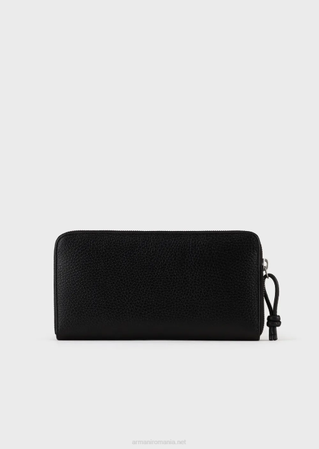 bărbați R802G2186 portofel din piele turnată cu fermoar Armani negru