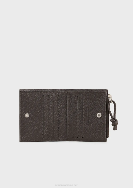 bărbați R802G2187 suport pentru carduri din piele turnată cu fermoar Armani gri închis