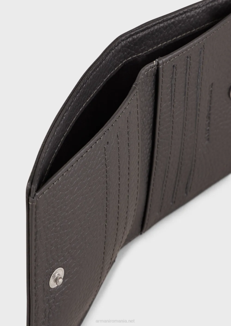 bărbați R802G2187 suport pentru carduri din piele turnată cu fermoar Armani gri închis