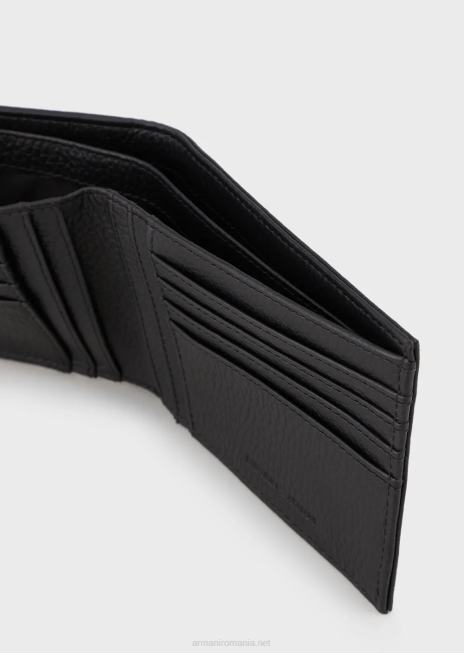 bărbați R802G2190 cutie cadou cu portofel și breloc din piele turnată Armani negru