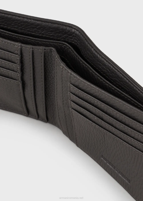 bărbați R802G2191 portofel cu design orizontal din piele turnată Armani gri închis