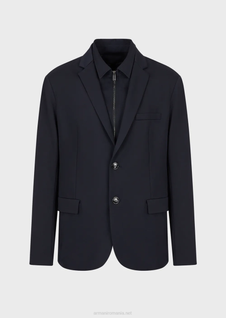 bărbați R802G1011 Blazer din amestec de lyocell cu panou interior detașabil Armani albastru marin