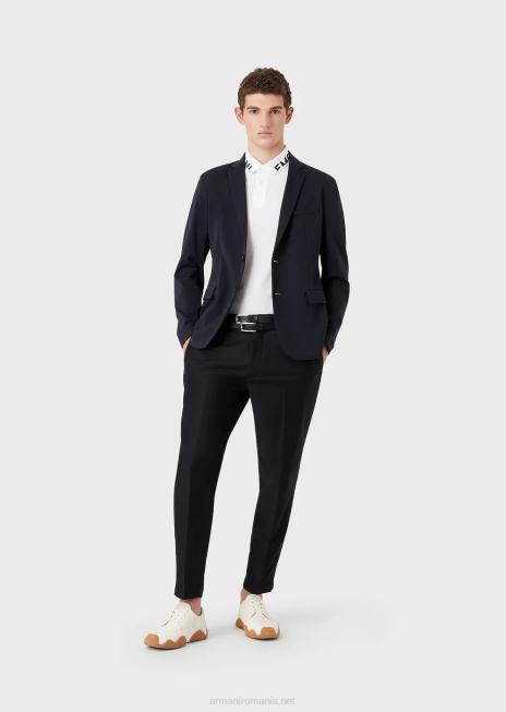 bărbați R802G1011 Blazer din amestec de lyocell cu panou interior detașabil Armani albastru marin