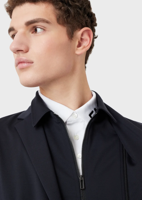 bărbați R802G1011 Blazer din amestec de lyocell cu panou interior detașabil Armani albastru marin