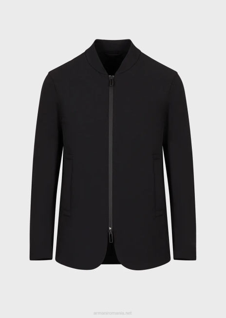 bărbați R802G1012 jachetă tehnică din nailon elastic bidirecțional hidrofugă Armani negru