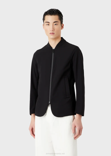 bărbați R802G1012 jachetă tehnică din nailon elastic bidirecțional hidrofugă Armani negru