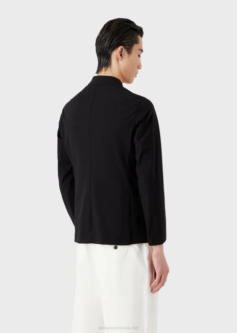 bărbați R802G1012 jachetă tehnică din nailon elastic bidirecțional hidrofugă Armani negru