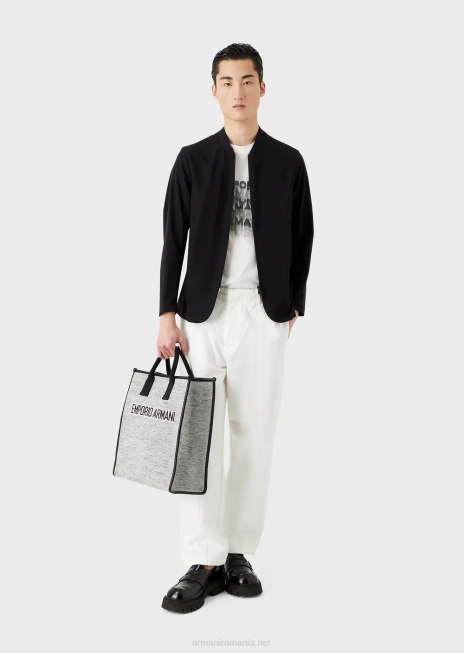 bărbați R802G1012 jachetă tehnică din nailon elastic bidirecțional hidrofugă Armani negru