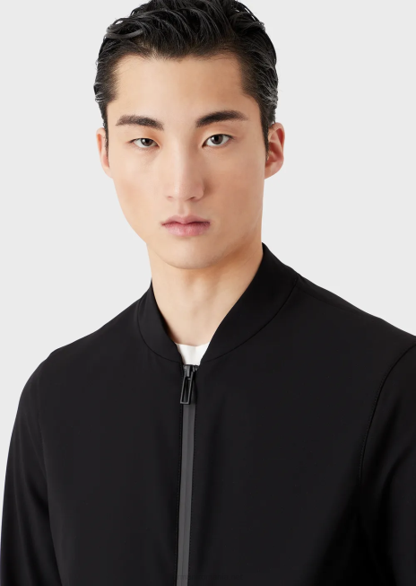 bărbați R802G1012 jachetă tehnică din nailon elastic bidirecțional hidrofugă Armani negru