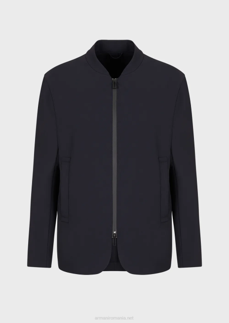 bărbați R802G1013 jachetă tehnică din nailon elastic bidirecțional hidrofugă Armani albastru marin