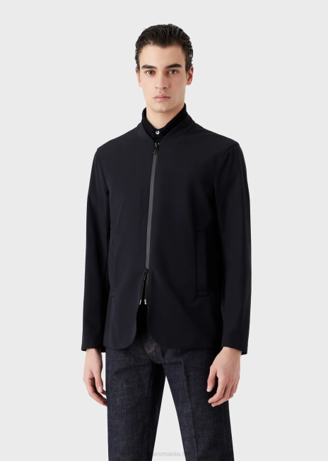 bărbați R802G1013 jachetă tehnică din nailon elastic bidirecțional hidrofugă Armani albastru marin