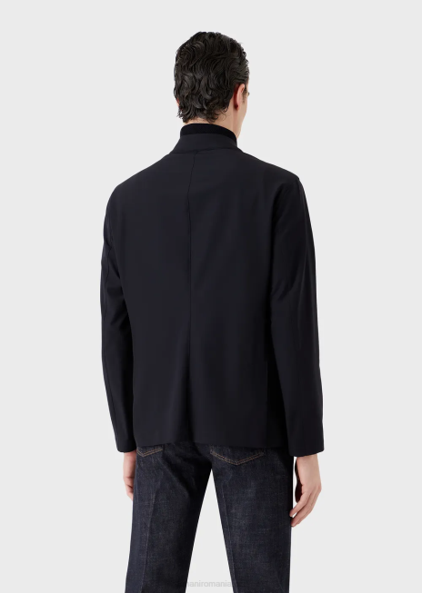 bărbați R802G1013 jachetă tehnică din nailon elastic bidirecțional hidrofugă Armani albastru marin