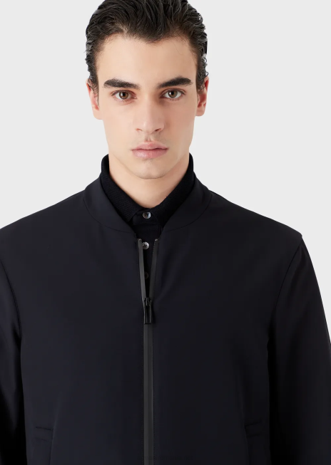 bărbați R802G1013 jachetă tehnică din nailon elastic bidirecțional hidrofugă Armani albastru marin