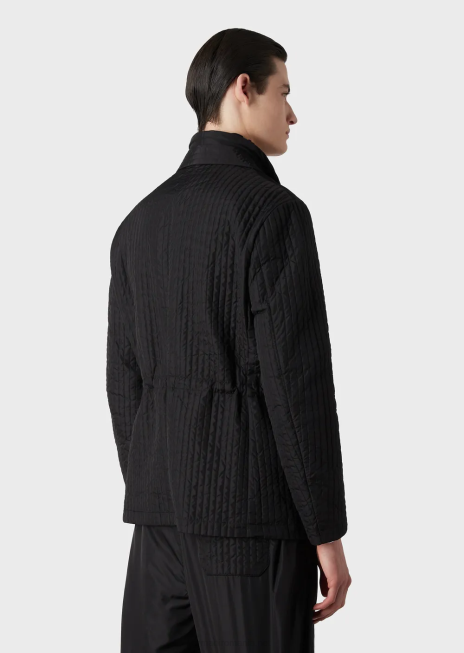 bărbați R802G1014 blazer matlasat din nailon reciclat hidrofug, cu panou interior detasabil Armani negru