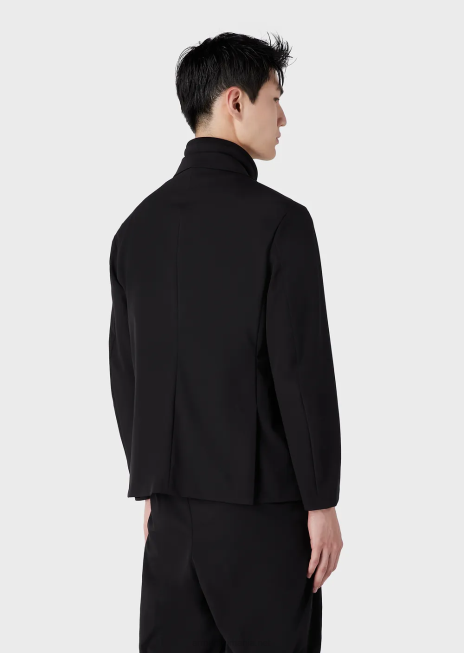 bărbați R802G1015 Blazer din nailon tehnic, rezistent la apă, elastic în două direcții, cu panou interior detașabil Armani negru