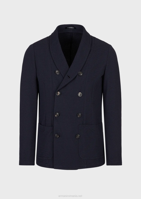 bărbați R802G1021 jachetă în două piept din jerseu tehnic stretch 3d Armani albastru marin