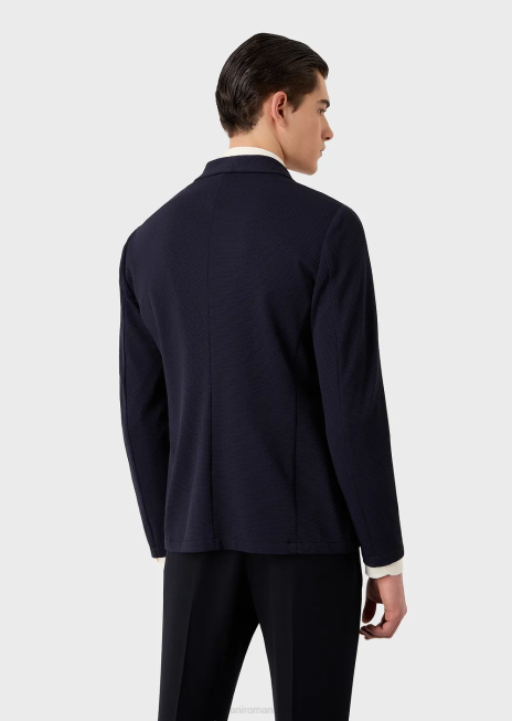 bărbați R802G1021 jachetă în două piept din jerseu tehnic stretch 3d Armani albastru marin