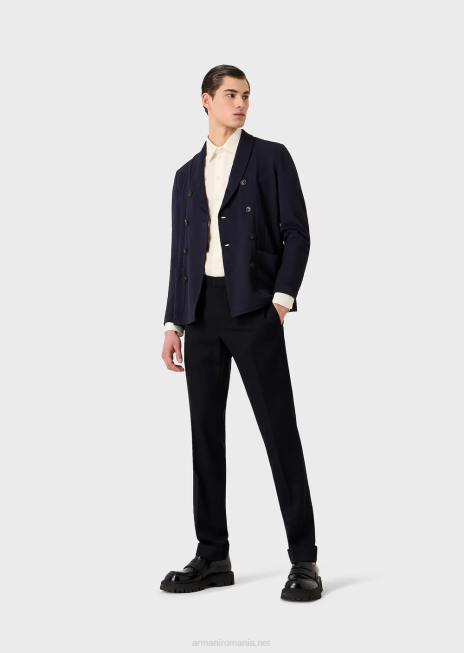 bărbați R802G1021 jachetă în două piept din jerseu tehnic stretch 3d Armani albastru marin