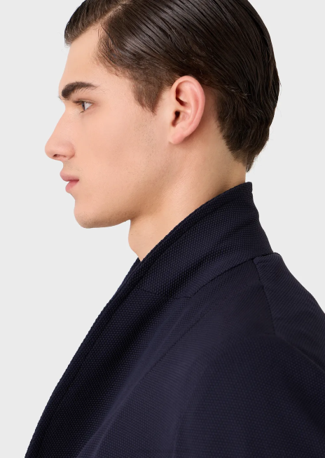 bărbați R802G1021 jachetă în două piept din jerseu tehnic stretch 3d Armani albastru marin