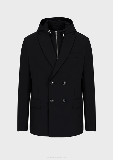 bărbați R802G1022 Jachetă dublu din nailon tehnic stretch, cu panou interior detașabil Armani
