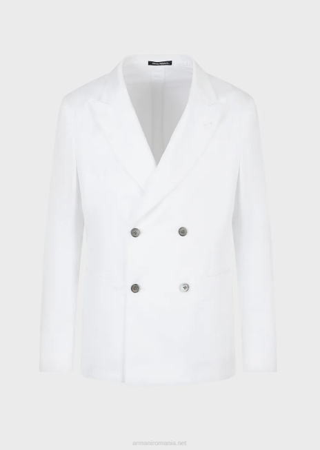 bărbați R802G1025 geacă dublu cu revere din satin ușor de bumbac Armani