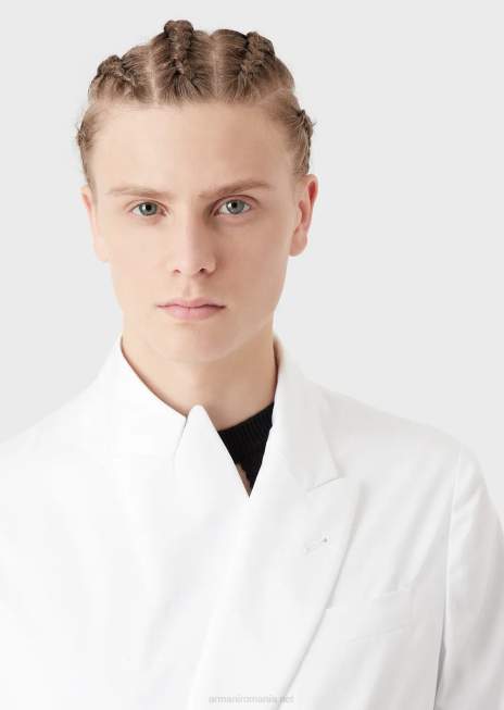 bărbați R802G1026 geacă dublu cu revere din satin ușor de bumbac Armani negru