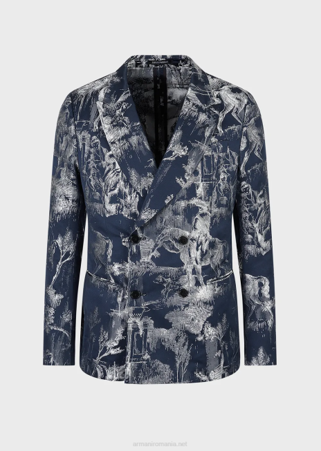 bărbați R802G1027 jachetă în două piept din jacquard toile de jouy Armani model
