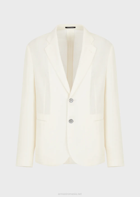 bărbați R802G1031 jachetă cu un singur piept din crep de lână cu micro-motiv jacquard Armani