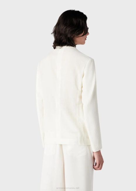 bărbați R802G1031 jachetă cu un singur piept din crep de lână cu micro-motiv jacquard Armani