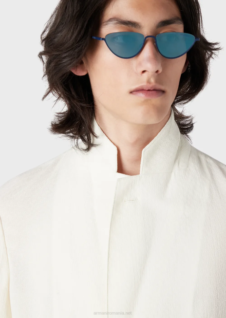 bărbați R802G1031 jachetă cu un singur piept din crep de lână cu micro-motiv jacquard Armani