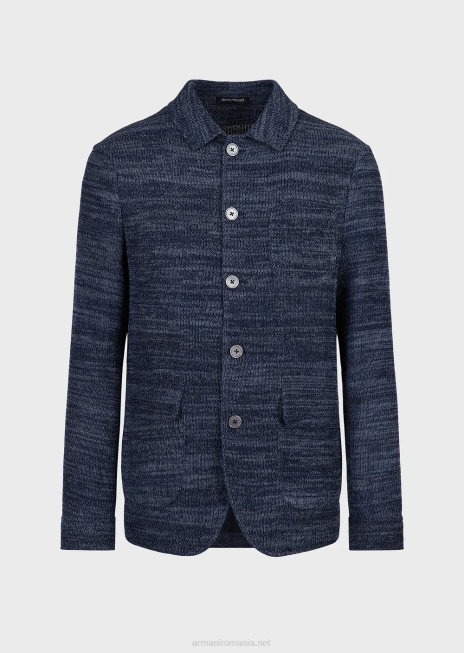 bărbați R802G1034 geacă tricot cu buzunare frontale Armani albastru